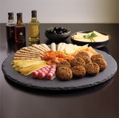 Navaris draaiplateau van leisteen - Lazy Susan 33cm doorsnee - Draaiplank voor fruit, taart, of kaas en hapjes - Roterend serveerbord
