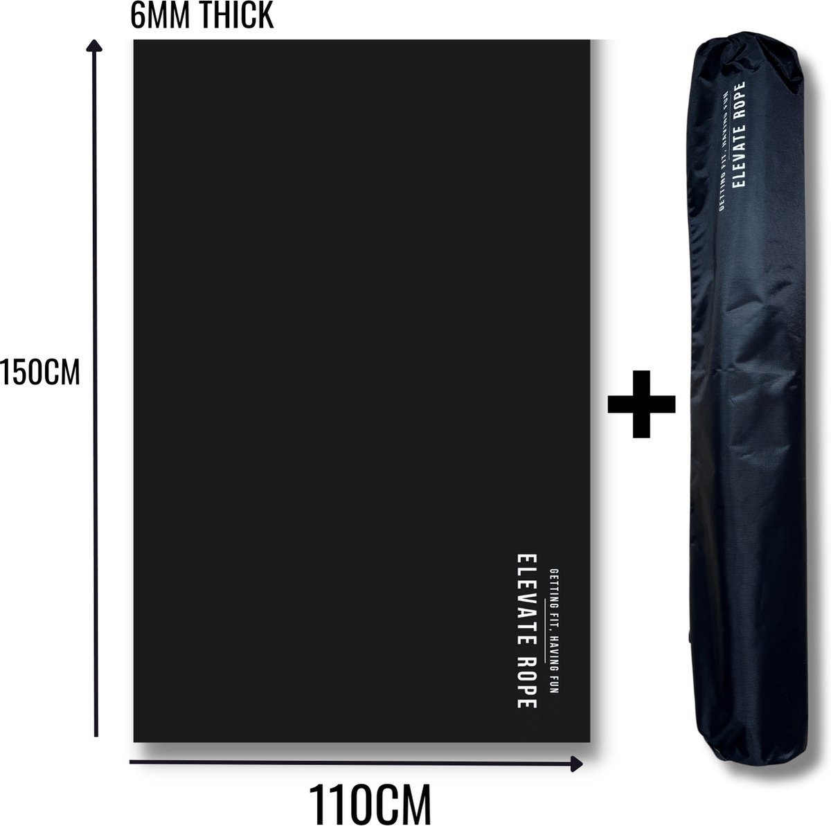 Jump Rope Mat Elevate (Black) Springtouw Mat Met Draagzak- Workout Mat - Fitness Mat - Yoga Mat - Sport Mat voor diverse doeleinden