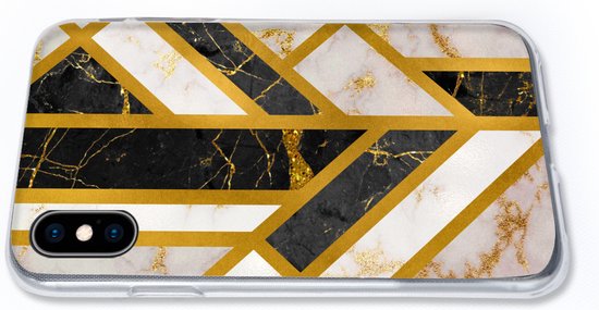 Coque iPhone Xs Max - Marbre - Or - Glitter - Luxe - Siliconen