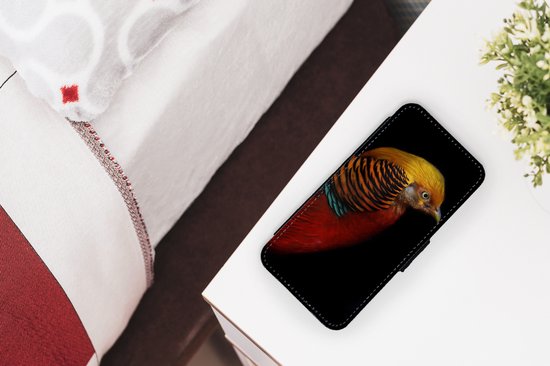 Étui pour iPhone XR Bookcase - Vogel - Ressorts - Zwart - Portrait - Avec poches - Étui portefeuille avec fermeture magnétique