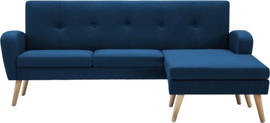 vidaXL-Bank-L-vormig-186x136x79-cm-stof-blauw - vidaXL