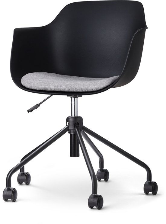 Nolon Nout bureaustoel - Zwarte zitting met armleuningen en terracotta rood zitkussen