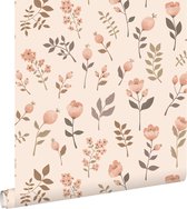 ESTAhome behang bloemen zacht roze en beige - 0.53 x 10.05 m - 139693