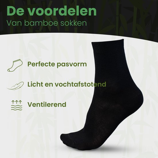 Bamboe Sokken - 6 Paar - Sokken - Maat 38-43 - Sokken Dames - Sokken Heren - Comfortabel - Zwart - Saaf
