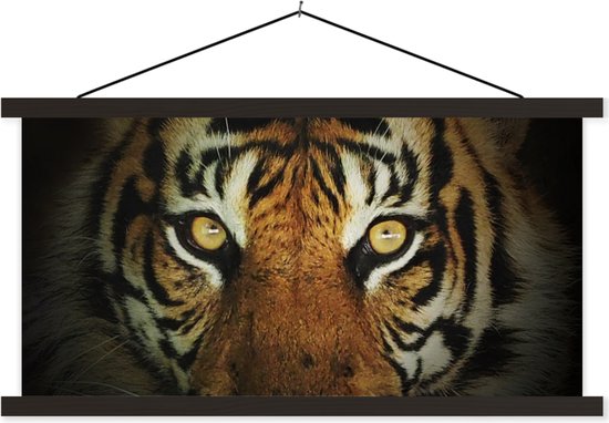 Porte-affiche avec affiche - Affiche scolaire - Tigre - Lumière - Yeux - 150x75 cm - Lattes noires