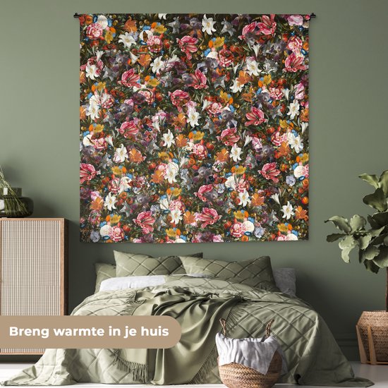 Tapisserie - Fleurs - Arc-en-ciel - Art - Maîtres anciens - Tapisserie - Tapisserie - Katoen - Décoration de la maison - 180x180 cm - Chambre à coucher - Tissu mural - Tapisserie murale - Décoration murale - Tapisseries