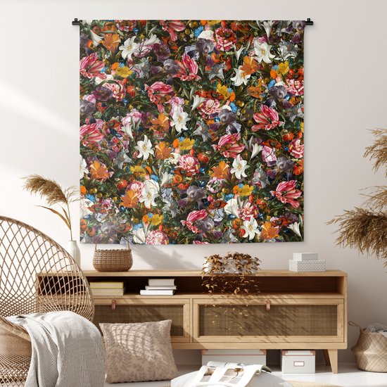 Tapisserie murale - Fleurs - Arc-en-ciel - Art - Maîtres anciens - Tapisserie - Tapisserie - Katoen - Décoration de la maison - 120x120 cm - Chambre - Tissu mural - Tenture murale - Décoration murale - Tapisseries