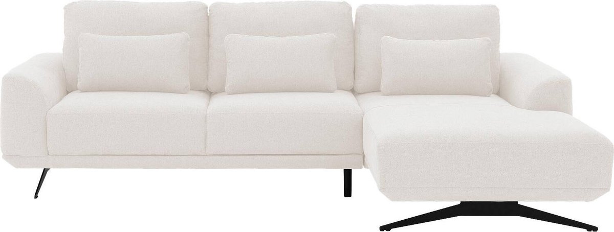 Goossens Princess Hoekbank - Stof - Wit - 275 x 79 x 185 cm - Rechts