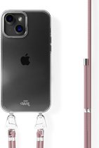xoxo Wildhearts siliconen hoesje - Geschikt voor iPhone 13 - Rosé Vibes - Telefoonhoesje - Hoesje met koord - telefoonkoord - Rosé Goud - Transparant hoesje