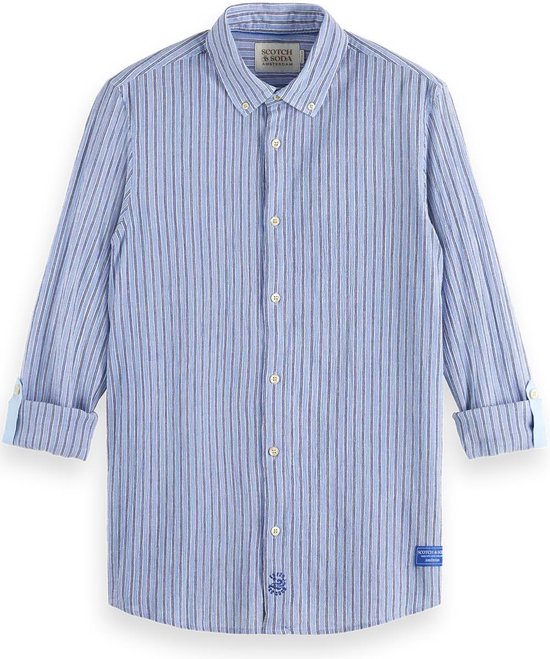 Scotch & Soda Overhemd Regular Fit Crinkle Striped Shirt 175489 420 Mannen Maat - L