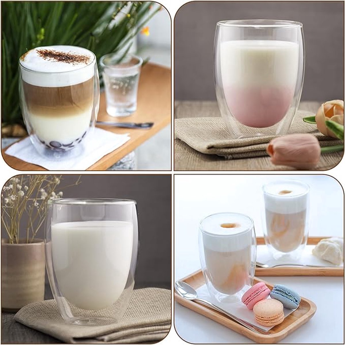 Merkloos 6 stuks dubbelwandige glazen – 350 ml - Afbeelding 3