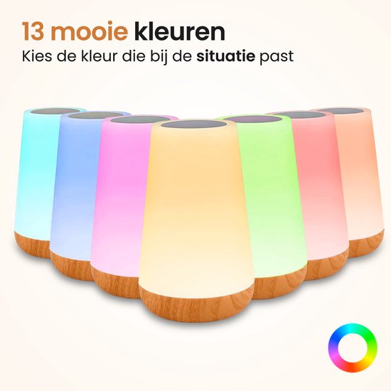 Oplaadbaar nachtlampje kinderen - Afstandsbediening - 16+ kleuren - Tijdfunctie - Wake-up Light - Sfeerlamp - Camping lamp - Leeslamp - Tafellamp slaapkamer - Nachtlampje volwassenen - Touch bediening- 15CM - Dimbaar - Draadloos - Nachtlampje baby van A3A ACADGQ — afbeelding 5