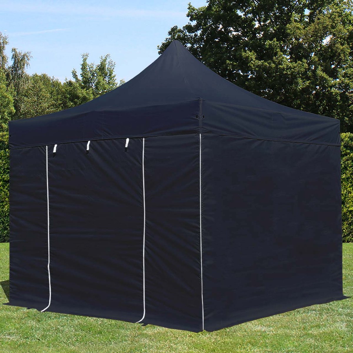 TOOLPORT 3x3 m Easy Up partytent Vouwpaviljoen PREMIUM staal 40mm met zijwanden zwart
