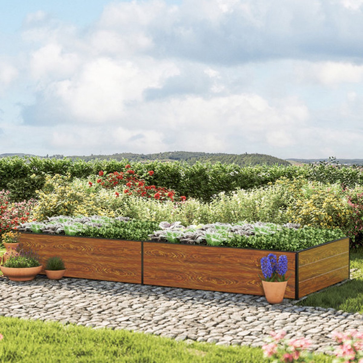 GFP 297 x 119 x 39 cm Moestuinbak Halfsize Laklaag met houtoptiek