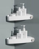 2 stuks doucheplankjes zonder boren, plastic, doucheplank, douchemand, wordt geleverd met een kleine ronde haak, douchemanden aan de muur gemonteerd, voor badkamerorganizer, wit