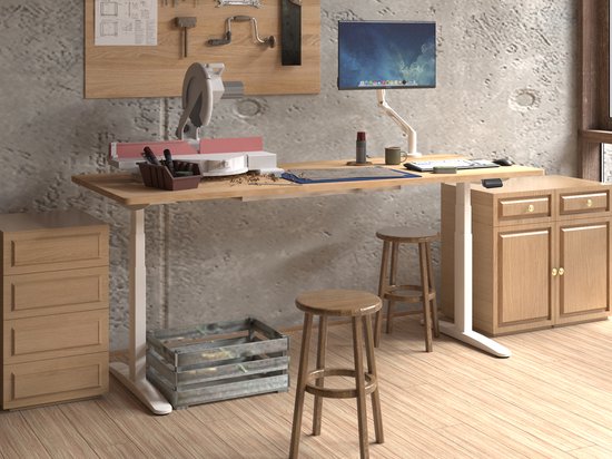 Worktrainer - Bureau assis-debout - OvalDesk - Électrique - Écran à mémoire - Cadre blanc uniquement