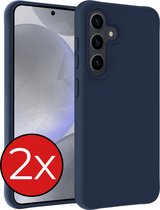 Hoesje Geschikt voor Samsung S24 Hoesje Siliconen Case Hoes - Hoes Geschikt voor Samsung Galaxy S24 Hoes Cover Case - Donkerblauw - 2 PACK