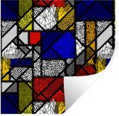 Muurstickers - Sticker Folie - Mondriaan - Glas in lood - Oude Meesters - Kunstwerk - Abstract - Schilderij - 120x120 cm - Plakfolie - Muurstickers Kinderkamer - Zelfklevend Behang XXL - Zelfklevend behangpapier - Stickerfolie
