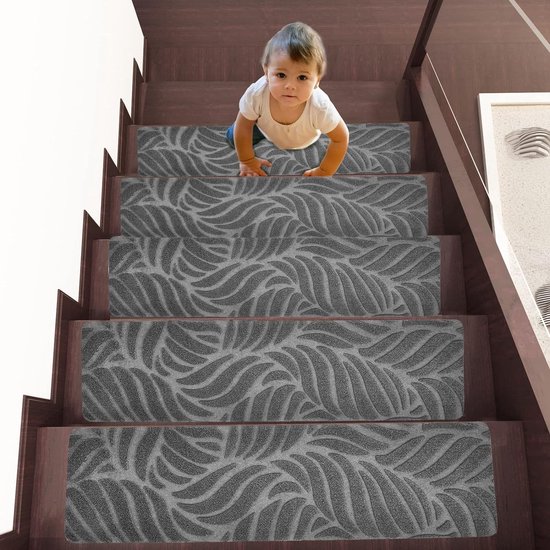 Trapmat 43 x 54 cm 100% Polyester, Tpe-Rug, Duurzaam, Antislip, Snijdbaar, Herbruikbaar, 5 X Trapmatten Zelfklevend, Trapbescherming, Voor Verschillende Soorten Trappen, D