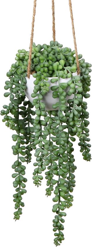 Kunstplanten, hangplant, voor vetplanten, kunstbloemen, kunstplanten, hoogte 35,5 cm, in hanglamp