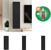 vidaXL Meuble TV Noir 30-5x30x110 cm Aggloméré - Meuble - Comprend un nettoyant et un rafraîchisseur pour bois