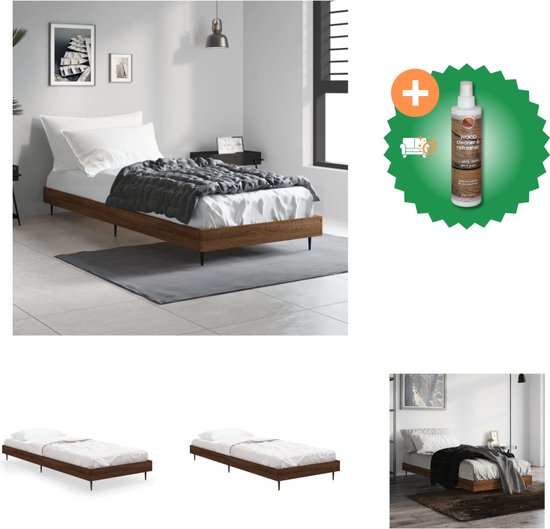 vidaXL Bedframe bewerkt hout bruineikenkleurig 75x190 cm - Bed - Inclusief Houtreiniger en verfrisser