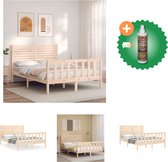 vidaXL Bedframe met hoofdbord massief hout 4FT Small Double - Bed - Inclusief Houtreiniger en verfrisser