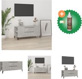 vidaXL Tv-meubel 102x44-5x50 cm bewerkt hout betongrijs - Kast - Inclusief Houtreiniger en verfrisser