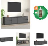 vidaXL Tv-meubel 176x37x47-5 cm massief grenenhout grijs - Kast - Inclusief Houtreiniger en verfrisser