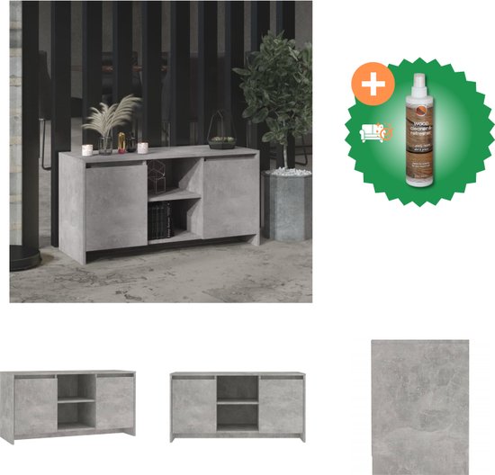 vidaXL Tv-meubel 102x37-5x52-5 cm spaanplaat betongrijs - Kast - Inclusief Houtreiniger en verfrisser