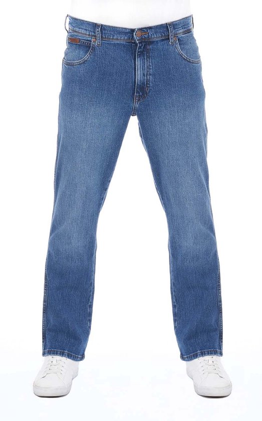 Wrangler Heren Jeans Broeken Texas Stretch regular/straight Fit Blauw 32W / 30L Volwassenen Denim Jeansbroek