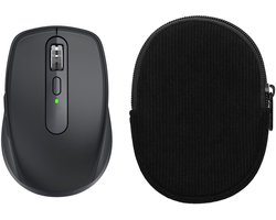 kwmobile Muisetui voor Logitech MX ANYWHERE 3 / ANYWHERE 3S Hoes - Etui voor Bluetooth-muis van robuust koord en neopreen - zwart.