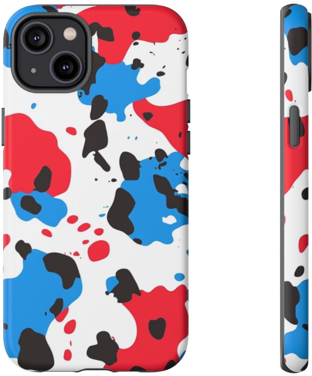 Abstracte Rood-Blauwe Vlekken – Telefoonhoesje Geschikt voor iPhone 14 Plus