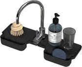 Siliconen gootsteenmat - droogmat - kraanmat voor keuken - kraan gootsteen spatbescherming - kraanbeschermer mat watervangermat - siliconen kraanbak lekbak zeephouder keukenspoelbak organizer (zwart)