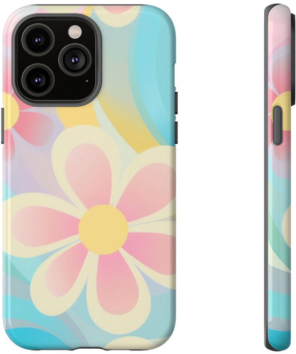 Pastel Groovy Bloemenpatroon – Telefoonhoesje Geschikt voor iPhone 14 Pro Max