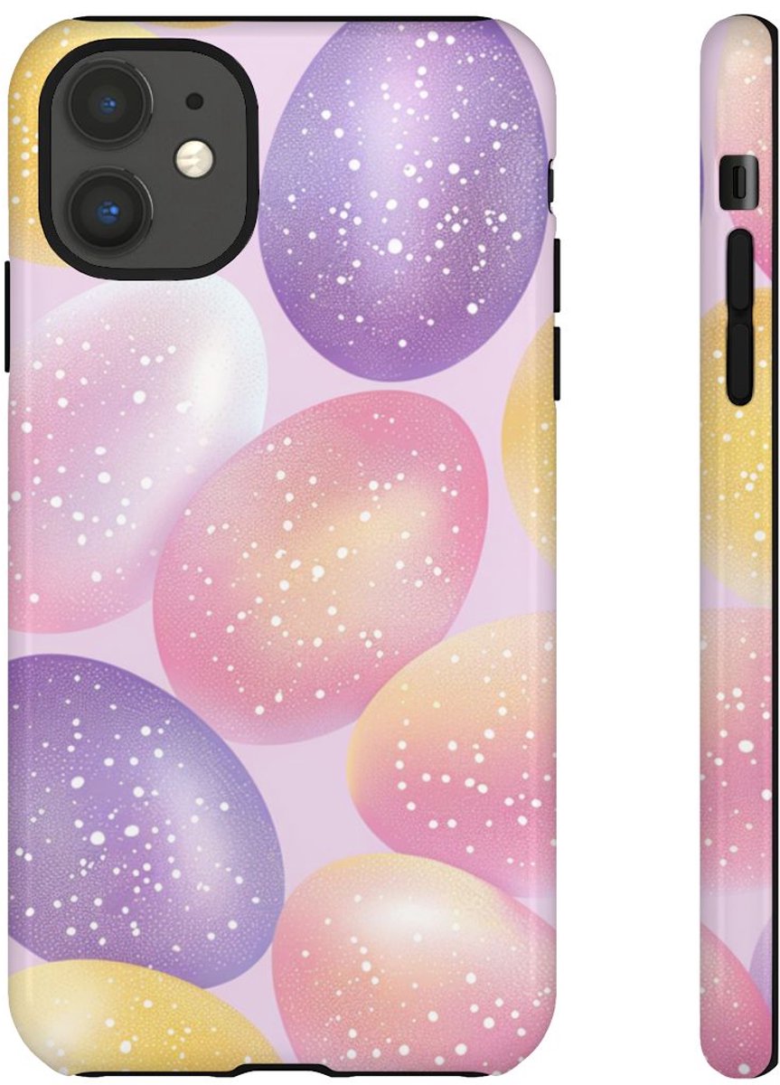 Pastelkleurige Glitter Paaseieren Patroon – Telefoonhoesje Geschikt voor iPhone 11