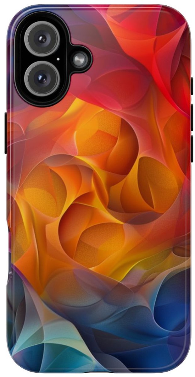 Kleurrijke Abstracte Vloeiende Vormen – Telefoonhoesje Geschikt voor iPhone 16 Plus