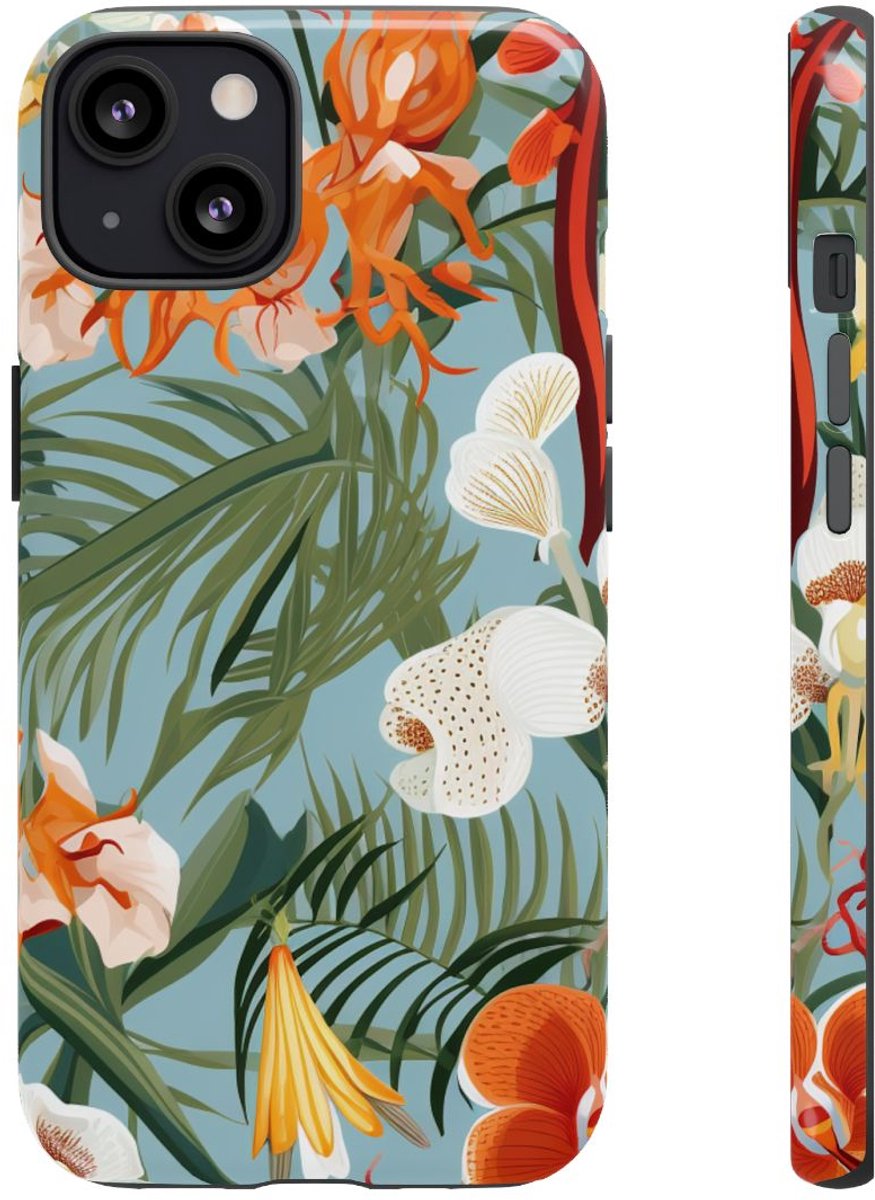 Tropische Orchideeën en Bladmotief – Telefoonhoesje Geschikt voor iPhone 13