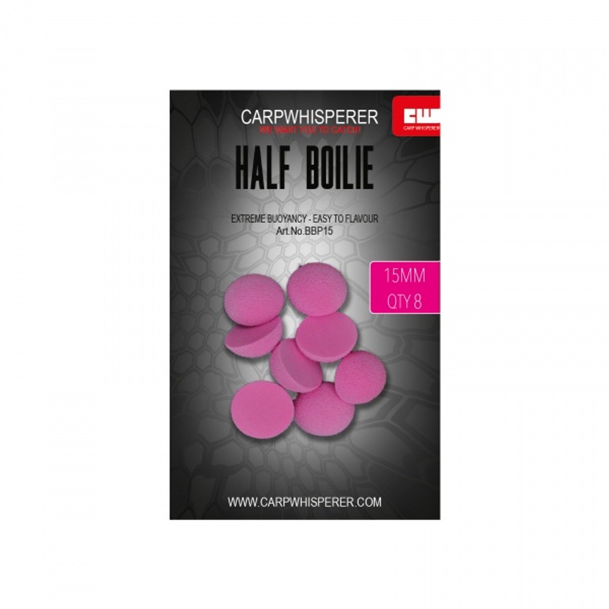Carp Whisperer - Half Boilie - Diameter: 15mm - Kleur: Roze
