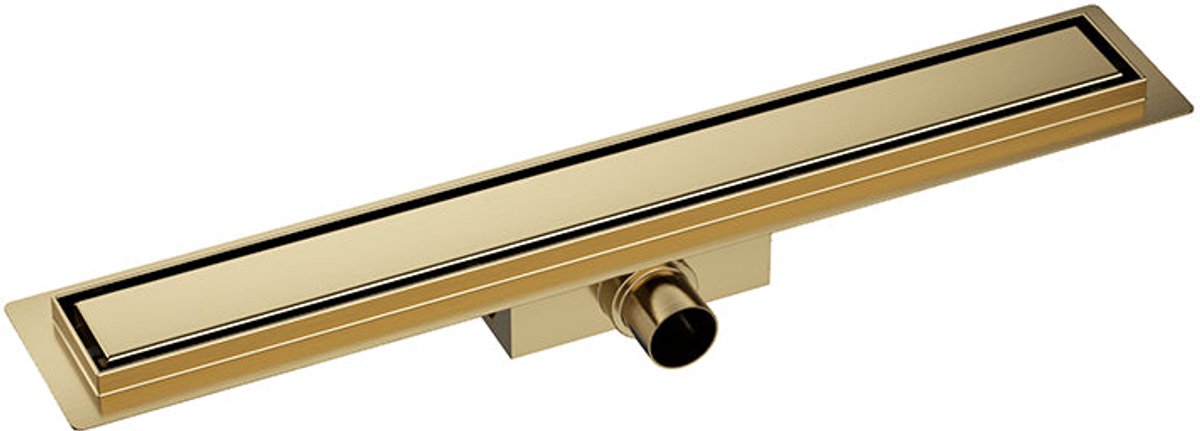 AquaVik Douchegoot Platta 80 x 7 cm Stockholm Goud met 2-in-1 tegelinzetstukdeksel