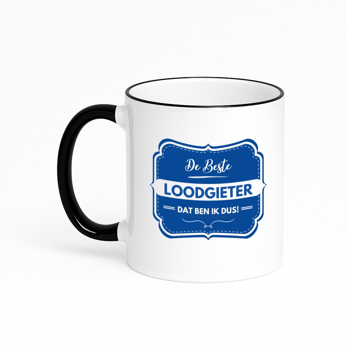 Hacebo® - De beste loodgieter koffiebeker met gekleurde rand zwart - Loodgieter - loodgieters - thee mok - koffie beker - werk - afscheidscadeau - verjaardagscadeau - kado - koffiemok - 330 ML