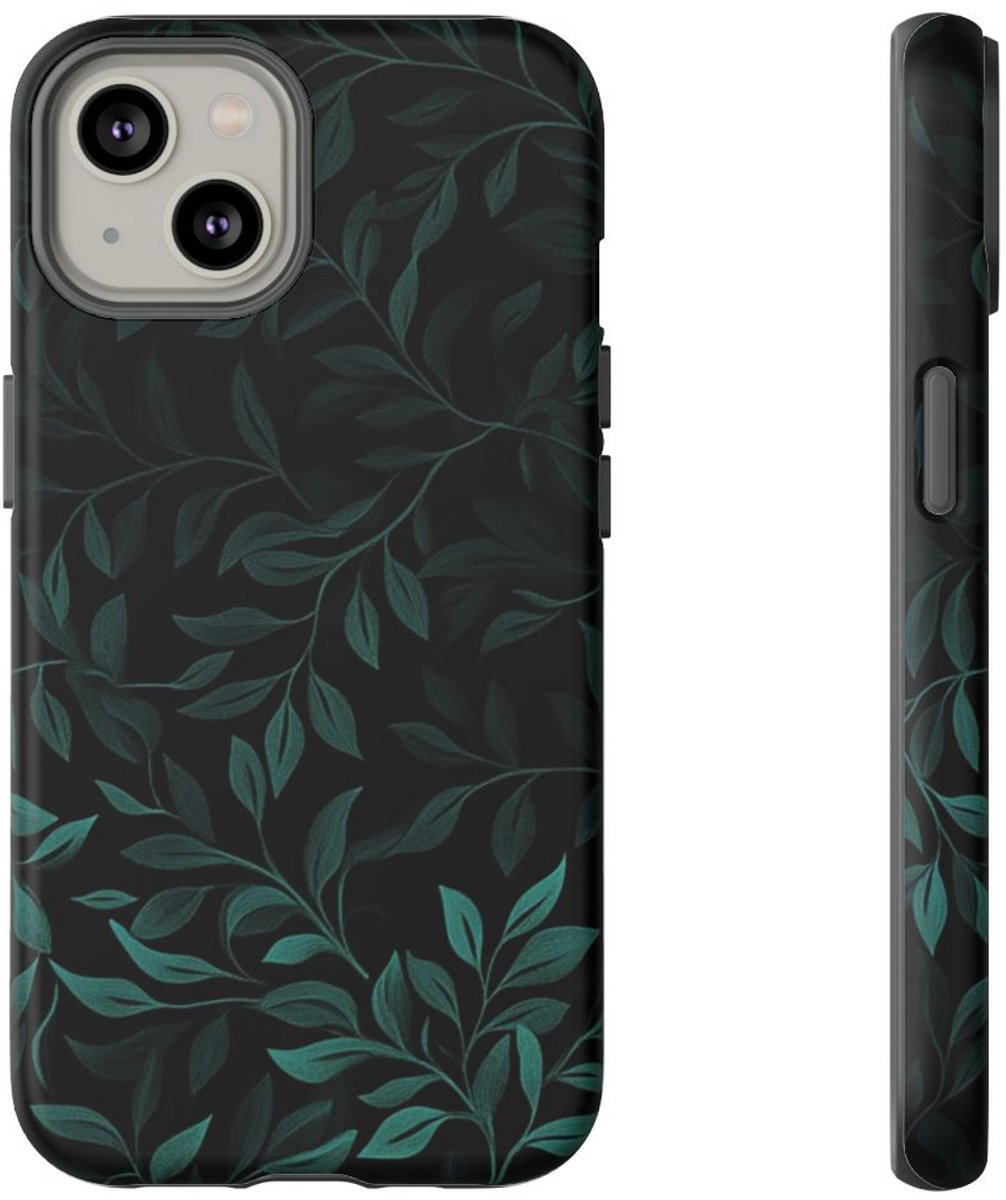 Donkergroen Bladerenpatroon – Telefoonhoesje Geschikt voor iPhone 14