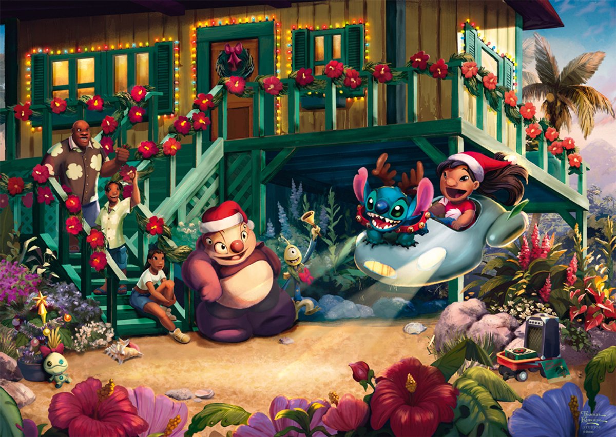 Schmidt - Legpuzzel - Disney, Lilo en Stitch Aloha Christmas - Thomas Kinkade - 1000 stukjes - Volwassenen - vanaf 12 jaar — afbeelding 2
