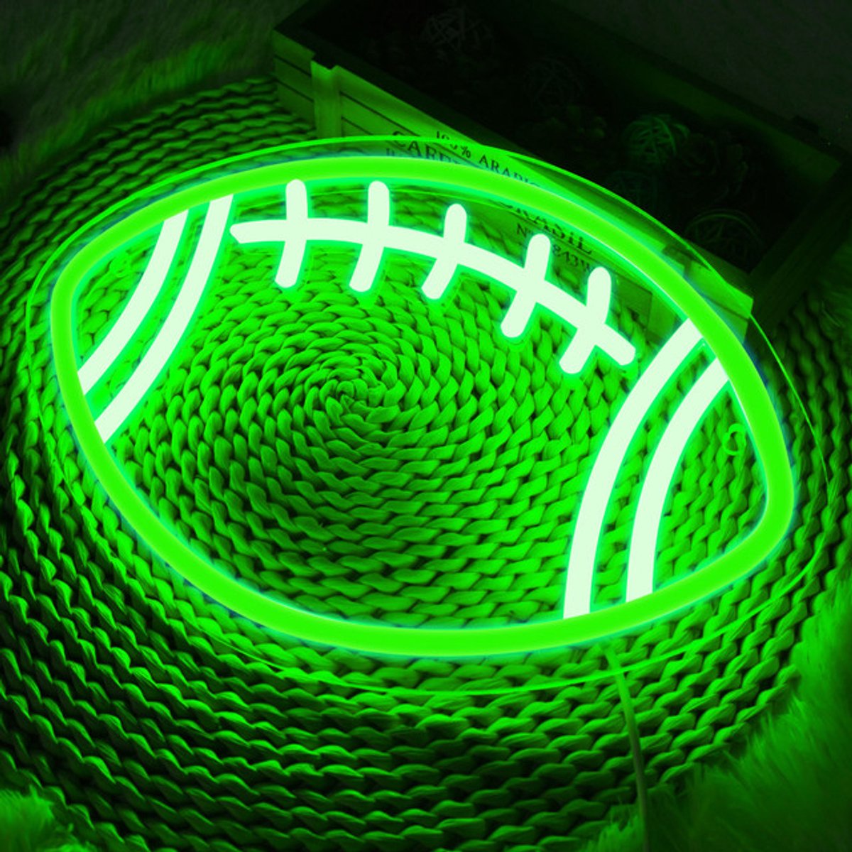 Rugby LED Neon Verlichting - USB-aangedreven met Aan/Uit - Neon Led Lamp - Wanddecoratie voor Speelkamer & Slaapkamer - Incl Ophanghaakjes, Ideaal voor Feest, Festivals en Speciale Gelegenheden(Groen)