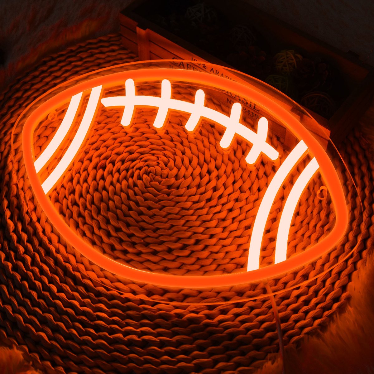 Rugby LED Neon Verlichting - USB-aangedreven met Aan/Uit - Neon Led Lamp - Wanddecoratie voor Speelkamer & Slaapkamer - Incl Ophanghaakjes, Ideaal voor Feest, Festivals en Speciale Gelegenheden(Oranje)