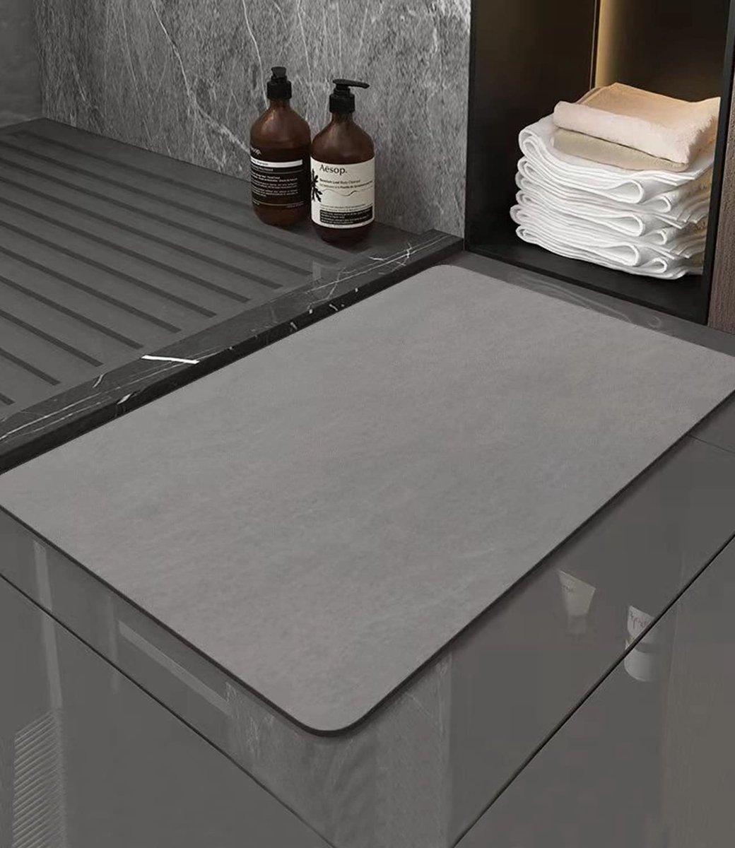 Non-slip Badmat - Hoog absorberend - 1 stuk - Grijs - Natuurrubber