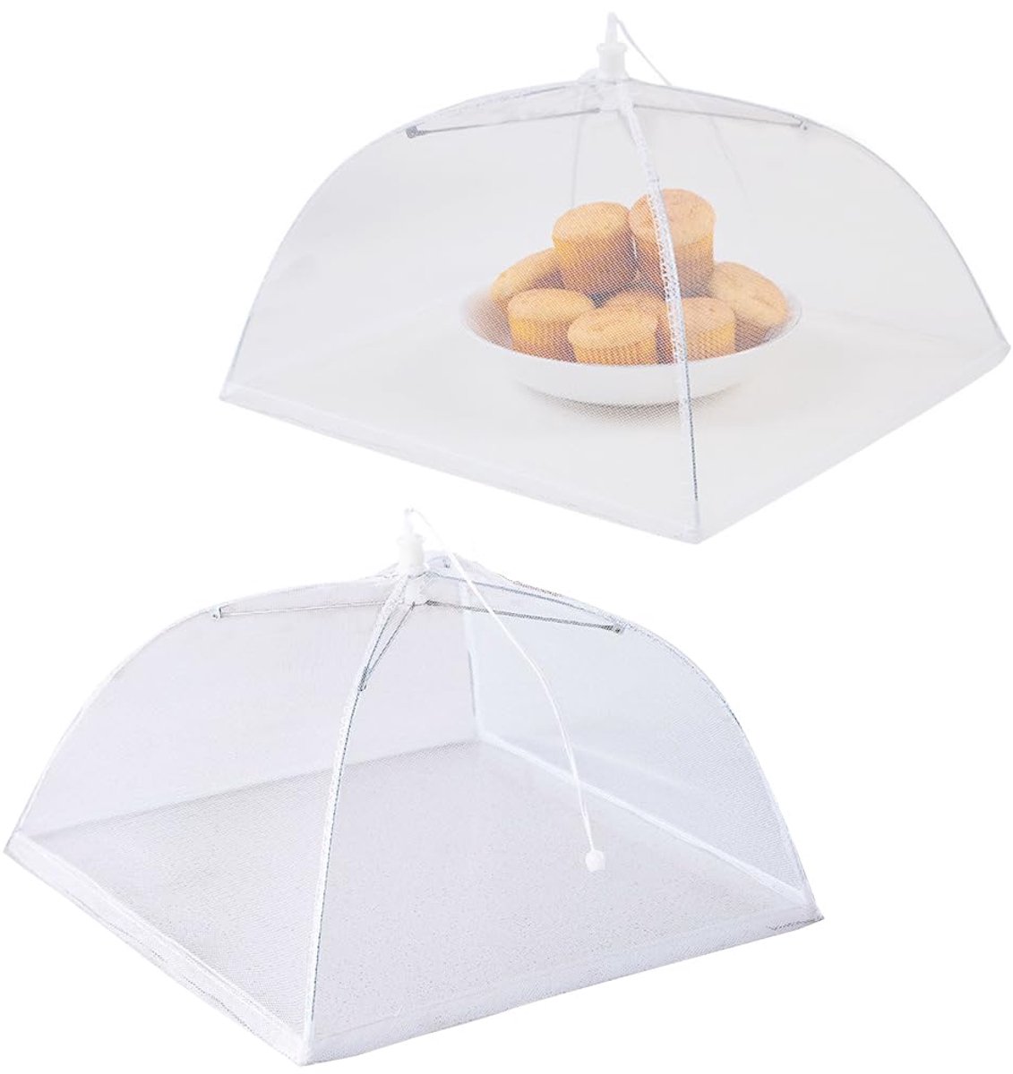 Afdekhoezen voor voedsel - Opvouwbaar vliegenscherm van mesh-materiaal - Voor eten, fruit en BBQ - 2 Stuks