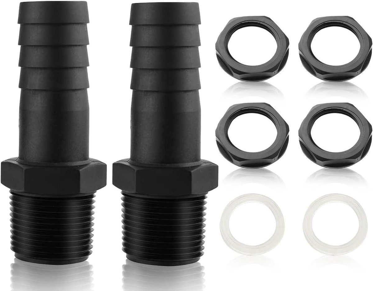 Allecto Plus - 2-pack Tankdoorvoer 1 Inch voor Regenton - PVC-Slangtule voor Overloop - Tonnaansluiting met Afdichting - Wateropslagtanks