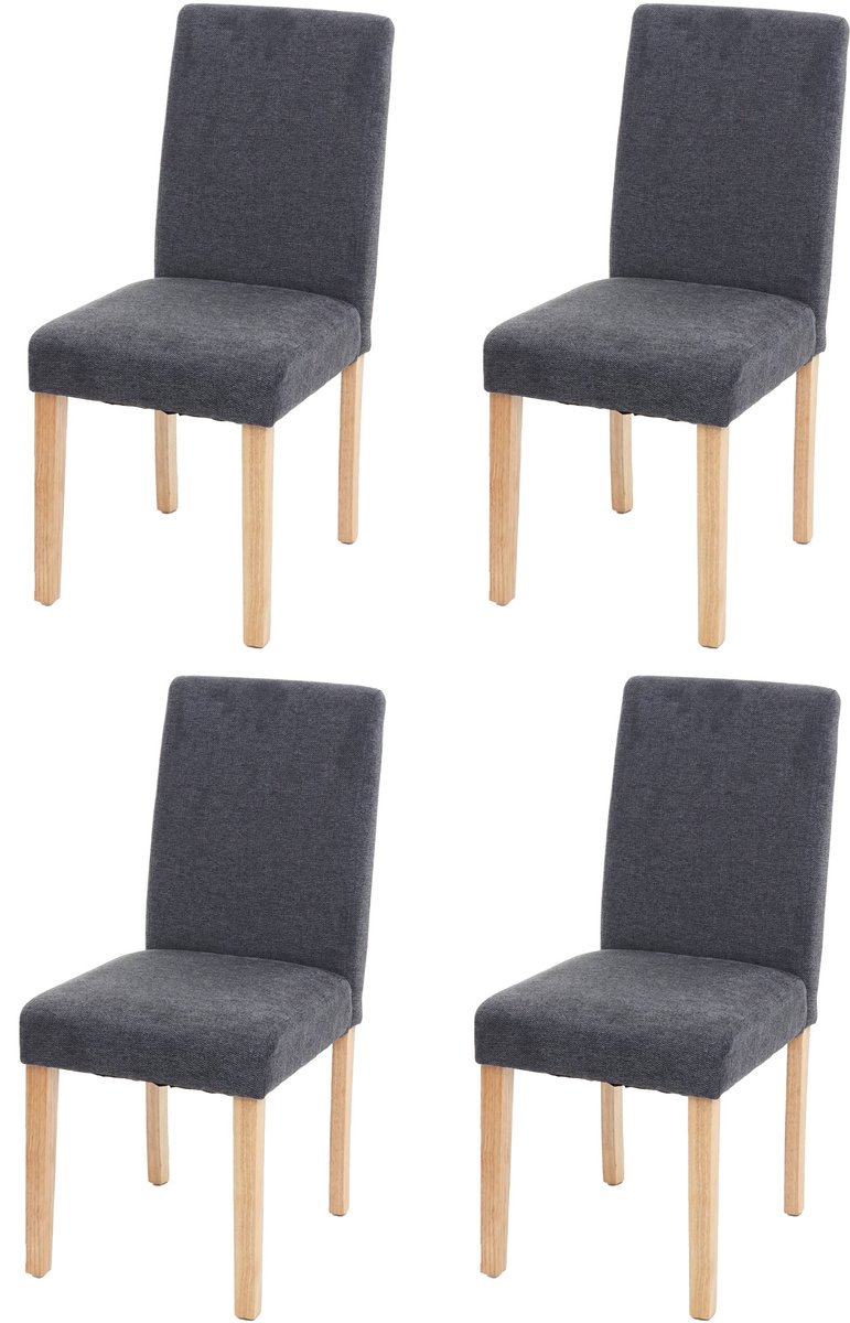 Set van 4 eetkamerstoelen Keukenstoel Littau ~ textiel, antracietgrijs, lichte poten