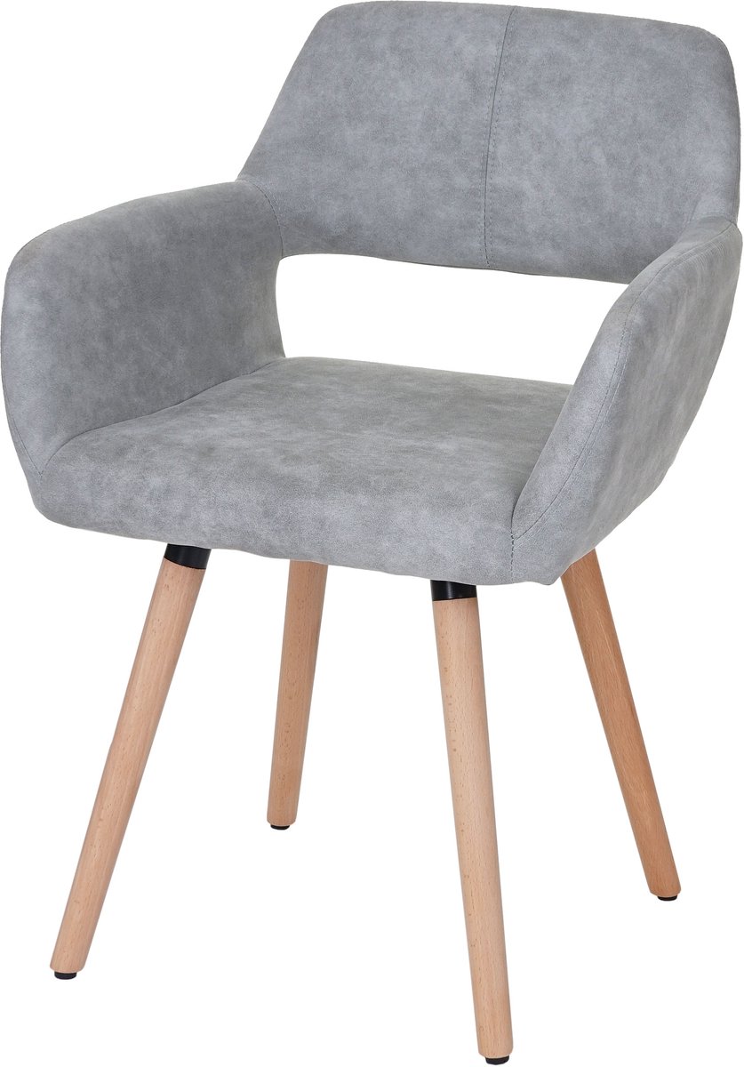 Eetkamerstoel MCW-A50 II, stoel keukenstoel, retro jaren 50 design ~ textiel, vintage betongrijs, lichte poten